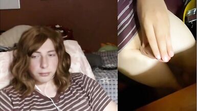 Cute legal age teenager lady-boy jerks large ramrod & cums - 12 image