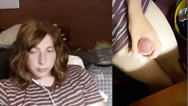 Cute legal age teenager lady-boy jerks large ramrod & cums - 13 image