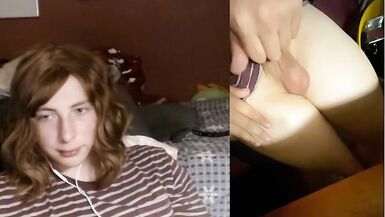Cute legal age teenager lady-boy jerks large ramrod & cums - 14 image