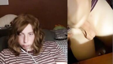 Cute legal age teenager lady-boy jerks large ramrod & cums - 5 image