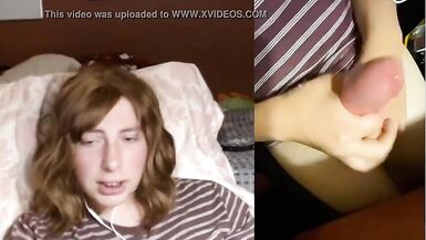 Cute legal age teenager lady-boy jerks large ramrod & cums - 8 image