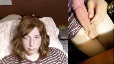 Cute legal age teenager lady-boy jerks large ramrod & cums - 9 image