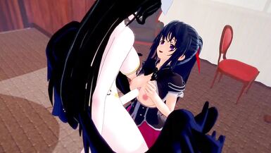 Overlord x DxD: Futanari Albedo x Shemale Hentai Akeno - 1 image