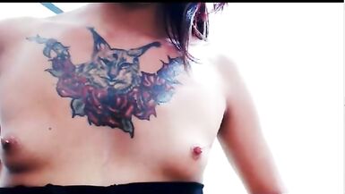 Hot Lady-Man Inserts Needles in Nipp - 8 image