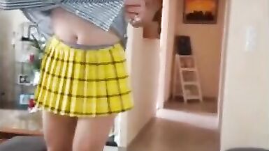 Candice sucks and receives group-fucked in yellow petticoat - 1 image