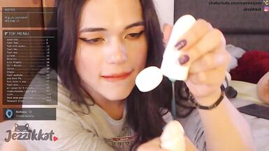 See as this little trans cutie tries out her fresh toys