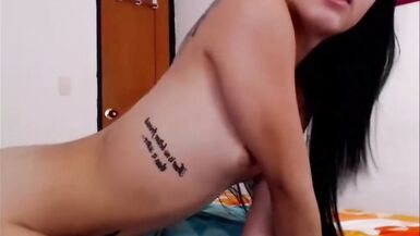 Juvenile Latin Chick TS Deepthroating her Fuckbuddy on Webcam - 12 image