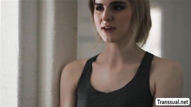 TS Ella widen legs and acquires anal by guy - 2 image