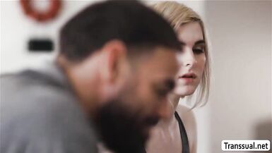 TS Ella widen legs and acquires anal by guy - 3 image