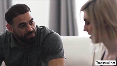 TS Ella widen legs and acquires anal by guy - 4 image