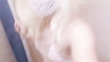 Cute Trap Strokes and Cums in Miniature Bikini - 1 image