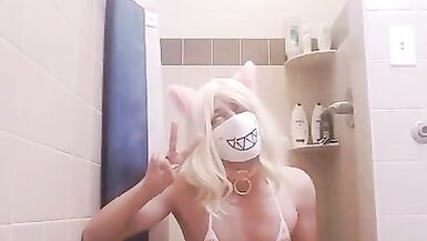 Cute Trap Strokes and Cums in Miniature Bikini - 10 image