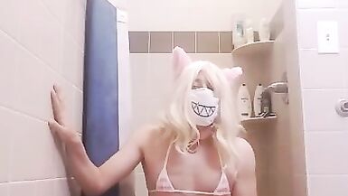 Cute Trap Strokes and Cums in Miniature Bikini - 15 image