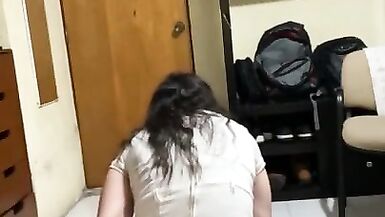 Sissy Putting a Large Sex-Toy in her Taut A-Hole - 5 image