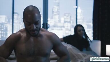 Lewd TS dominated by her ebon spouse - 1 image