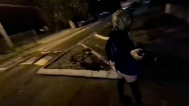 Sissy Bitch Flashing on the Streets and Jerking off afresh - 6 image