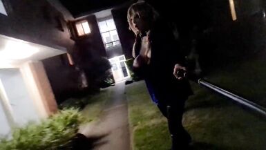 Sissy bitch flashing on the streets and jerking off afresh - 1 image