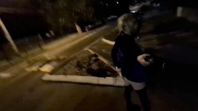 Sissy bitch flashing on the streets and jerking off afresh - 6 image