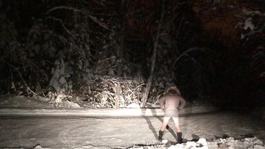 Real Non-Professional Female Masker Wearing Boots, Taut Darksome Suit in various Locations in Winter - 10 image