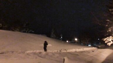 Real Non-Professional Female Masker Wearing Boots, Taut Darksome Suit in various Locations in Winter - 13 image