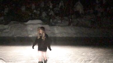 Real Non-Professional Female Masker Wearing Boots, Taut Darksome Suit in various Locations in Winter - 2 image