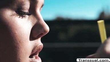 Stepdad bangs her Stepdaughter TS Daisys arse - 1 image