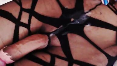 Oriental Tranny jerk off and cum over herself - 15 image