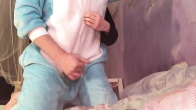 Gently Stuffed a Sleepy Sissy Neko Femboy in Pajamas - 15 image