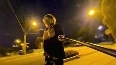 Bimbo sissy floozy flashing by busy road (receives seen) - 12 image