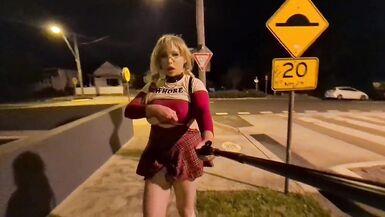 SISSY CHEERLEADER SLUT STRIPPED IN PUBLIC