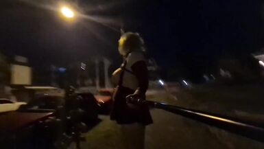 SISSY CHEERLEADER SLUT STRIPPED IN PUBLIC - 7 image