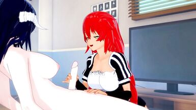 [overlord] Futanari Albedo x Lupusregina Beta (cg Tentacle) - 2 image