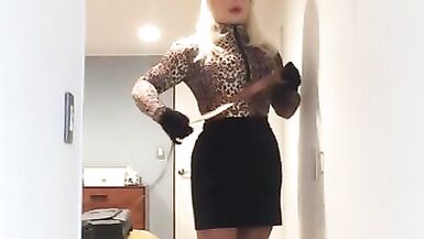 Sloan being Ladylike (female Mask, Petticoat, Hose, Mask, Crossdress, Trans, Wig, Heels, Transform) - 3 image