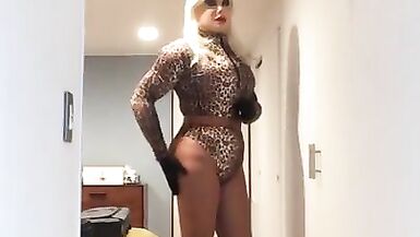 Sloan being Ladylike (female Mask, Petticoat, Hose, Mask, Crossdress, Trans, Wig, Heels, Transform) - 7 image