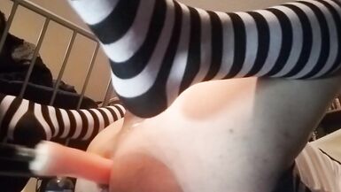 Transgirl Pumping herself with Sex-Toy and Machine - 15 image