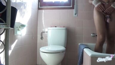 Day 11 in Chastity: Sissy having Pubic Hair, Cleaning my Cage on Shower and Pissing on my own Feet - 4 image