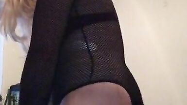 Sexy juvenile golden-haired legal age teenager crossdresser sissy bodysuit - 4 image