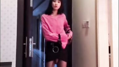 Oriental Tranny masturbating her schlong flashing it to a woman - 3 image