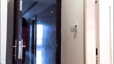 Oriental Tranny masturbating her schlong flashing it to a woman - 6 image