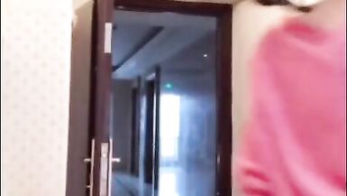 Oriental Tranny masturbating her schlong flashing it to a woman - 8 image