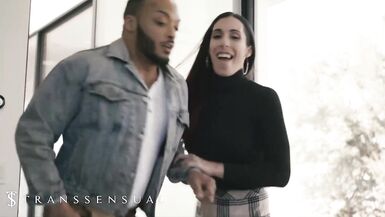 Transsensual – TS Foxxy Sneaks in the Shower and Begins Washing Melanie Brooks’s BF Dillon Diaz - 2 image