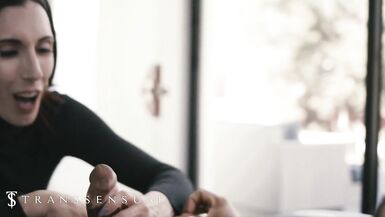 Transsensual – TS Foxxy Sneaks in the Shower and Begins Washing Melanie Brooks’s BF Dillon Diaz - 3 image