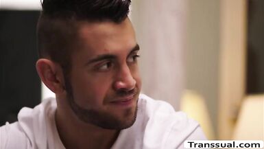 Breathtaking TS gazoo pumped by lads large 10-Pounder - 1 image