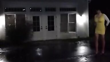 Crossdresser BJ in City Center in Sexy Yellow Costume - 1 image