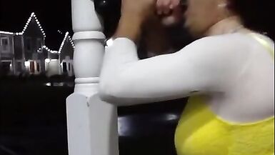 Crossdresser BJ in City Center in Sexy Yellow Costume - 3 image