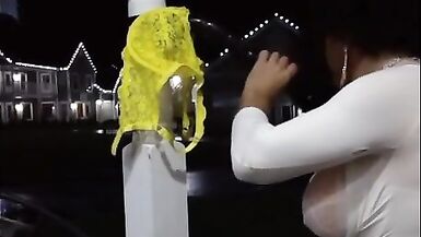 Crossdresser BJ in City Center in Sexy Yellow Costume - 5 image