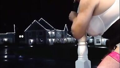 Crossdresser BJ in City Center in Sexy Yellow Costume - 8 image