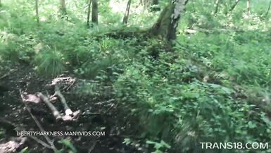 LOUISE WALKS HER SHEMALE IN THE WOODS - 5 image