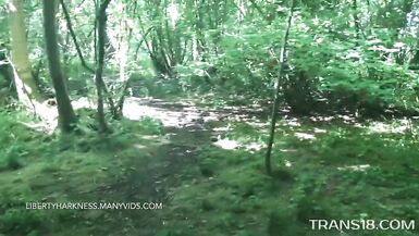 LOUISE WALKS HER SHEMALE IN THE WOODS - 9 image