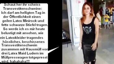 Hawt Latex Maid Crush Show - Es wird gefickt und plattgepresst, was die Latex Maid Flatterschürzen hergeben ihr scheiss Transvestitenschweine. Ab inne Presse mit euch Frauenklamotten tragenden Fickabfällen. - 11 image